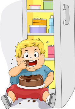 Overweight Boy Eating clipart
