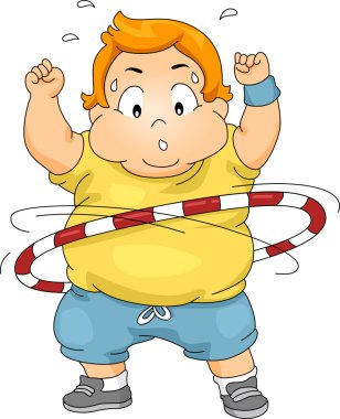Overweight Boy Using a Hula Hoop clipart