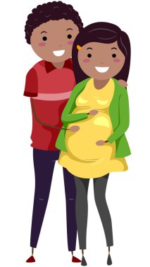 Pregnant Stickwoman and Husband clipart