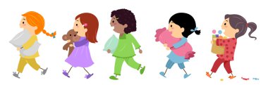Kids Going to a Slumber Party clipart