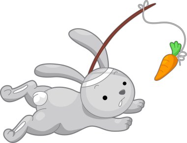 Rabbit Running After a Carrot clipart