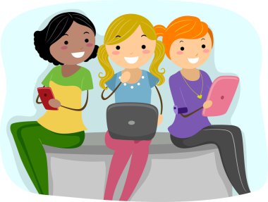 Tablet PC Girls clipart