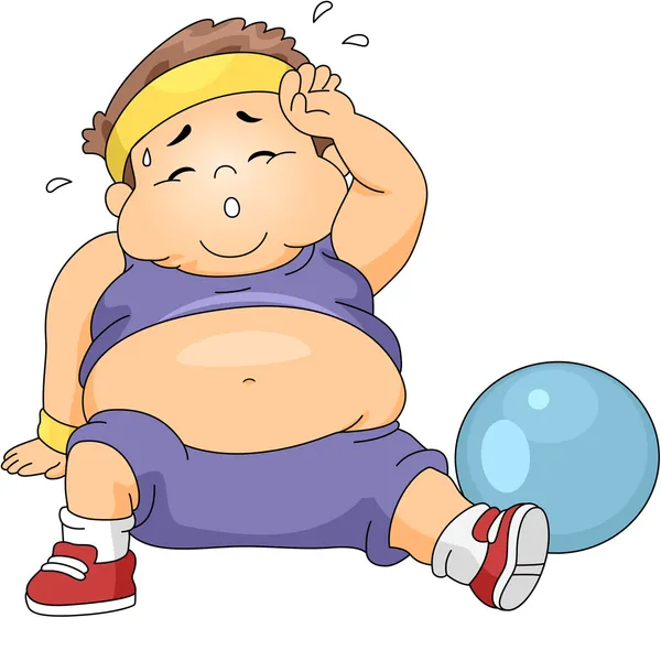 Избыточный вес мальчика упражнения — стоковое фото