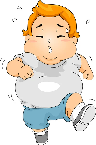 Overweight Boy Jogging — Stock Photo, Image