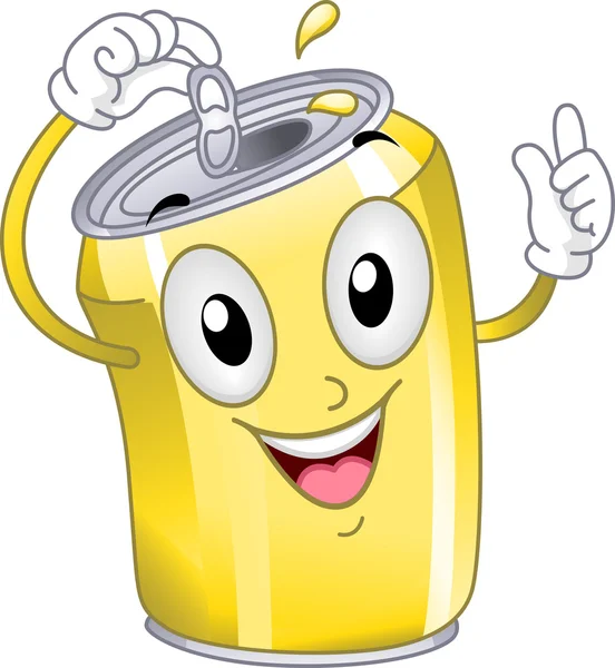 Mascote de lata de refrigerante — Fotografia de Stock