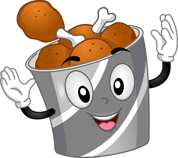 Mascote de balde de frango — Fotografia de Stock