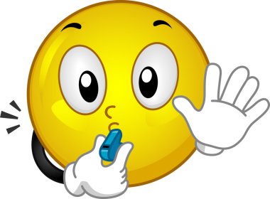 Whistle Blowing Smiley clipart