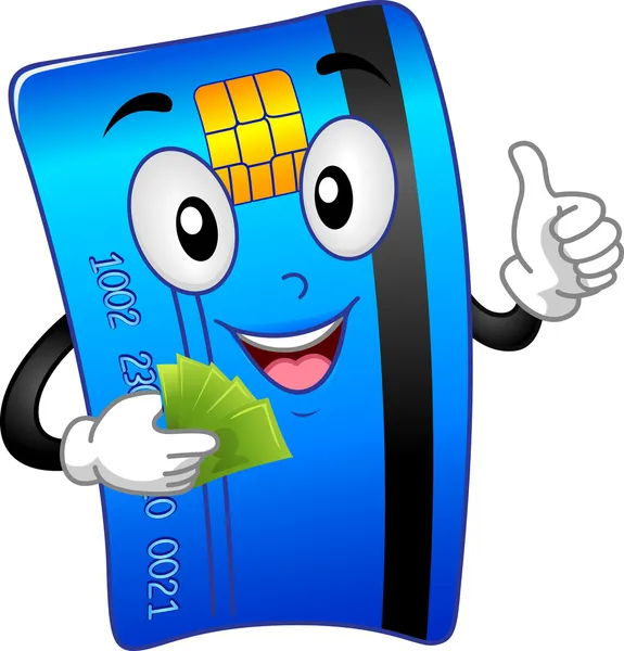 ATM karta maskotka — Zdjęcie stockowe
