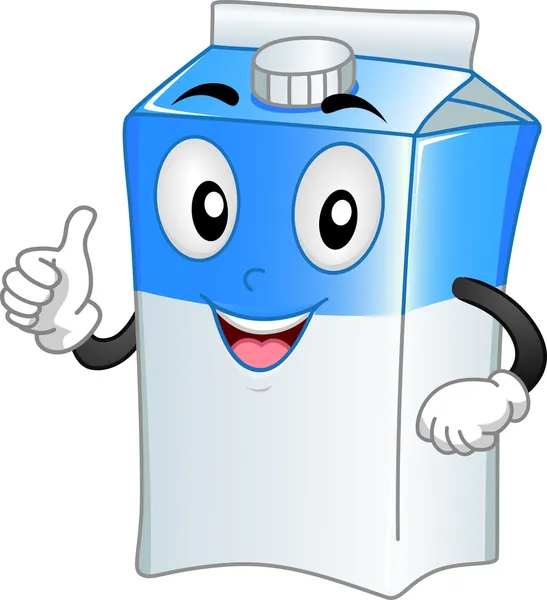 Mascote de caixa de leite — Fotografia de Stock