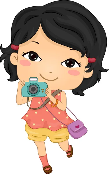 Asiatique touriste fille tenant une caméra — Photo
