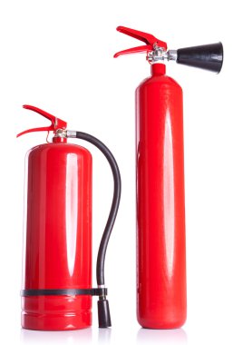 Two fire extinguishers on white clipart