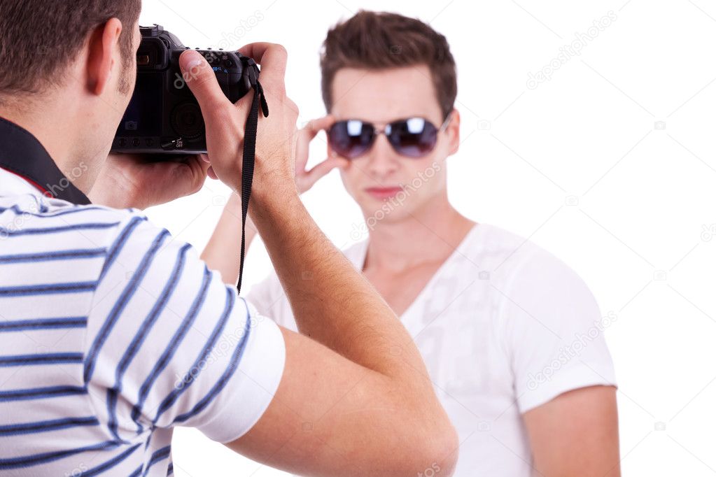 Model posing for a professional photographer