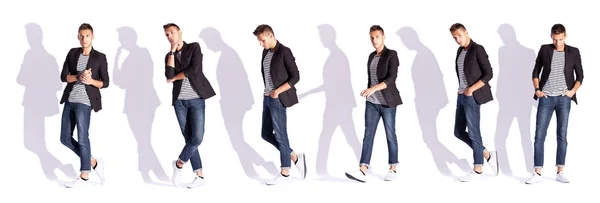 Seis poses de un modelo masculino de moda —  Fotos de Stock