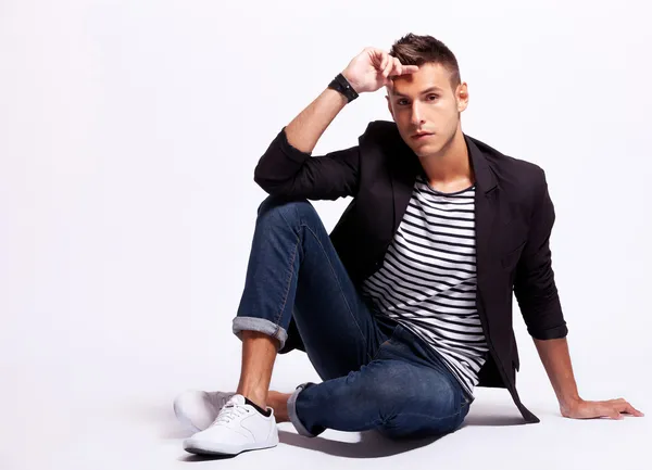 Seated fashion male model — Stock Photo, Image