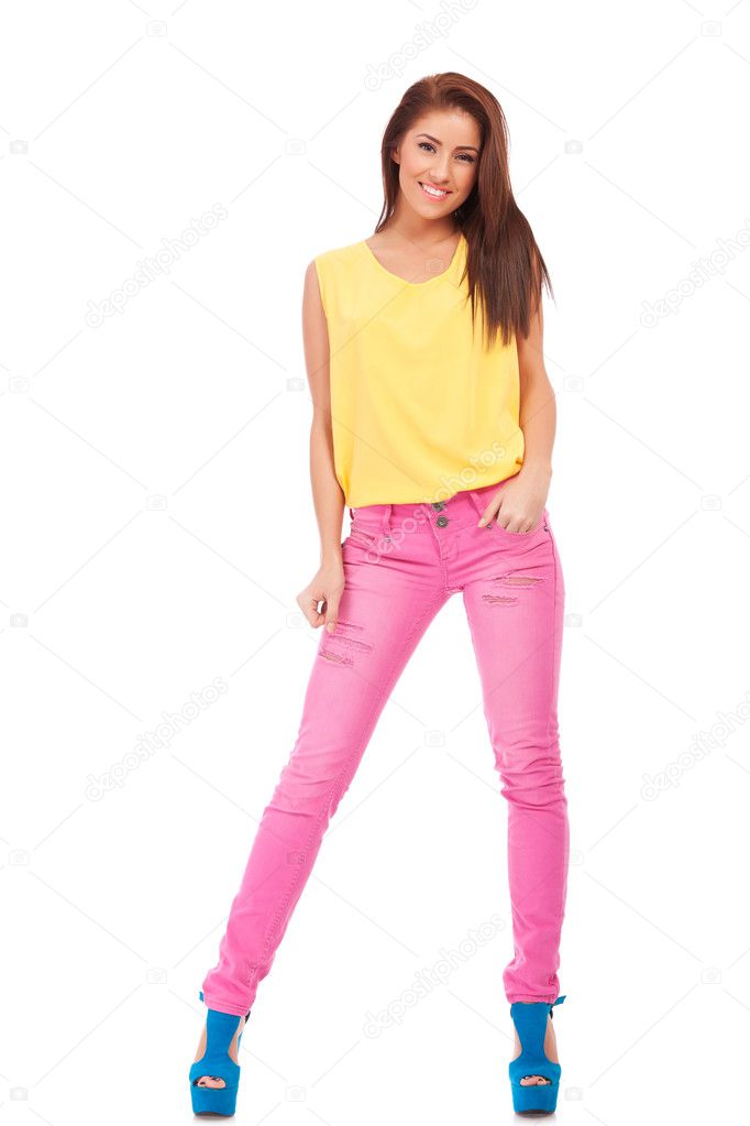 Young woman in casual clothes, relaxed pose