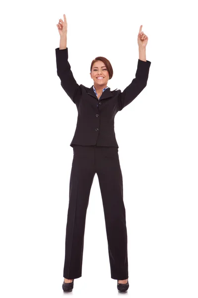 Mujer de negocios muy feliz ganando — Foto de Stock