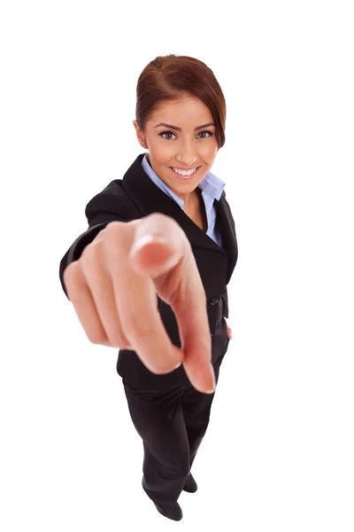 Attraktiva affärskvinna pekar på dig — Stockfoto