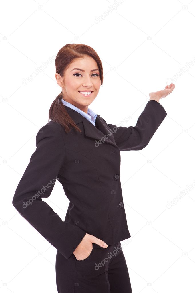Confident business woman presenting