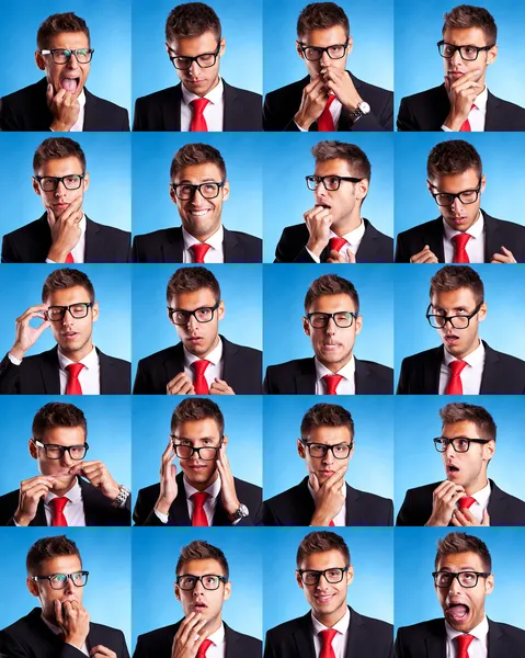 Muchos hombres de negocios expresiones faciales —  Fotos de Stock
