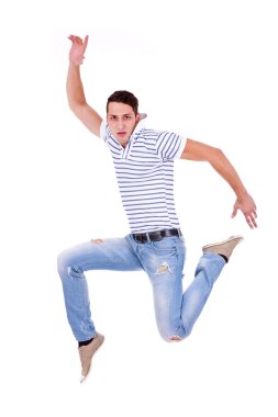 Casual man jumping of joy clipart