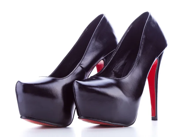 Чорні високі каблуки жіноче взуття — стокове фото