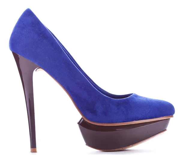 Kék magas sarkú nő cipő — Stock Fotó