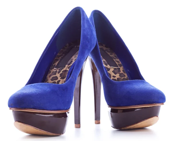 Bleu chaussures de mode à talons hauts femmes — Photo