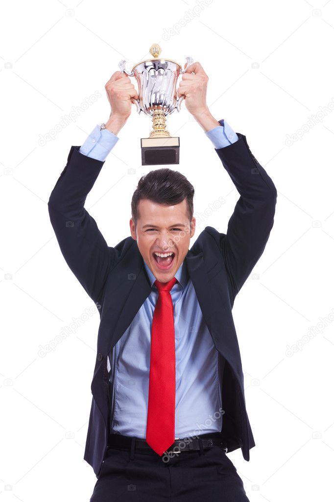 Business man celebrating success