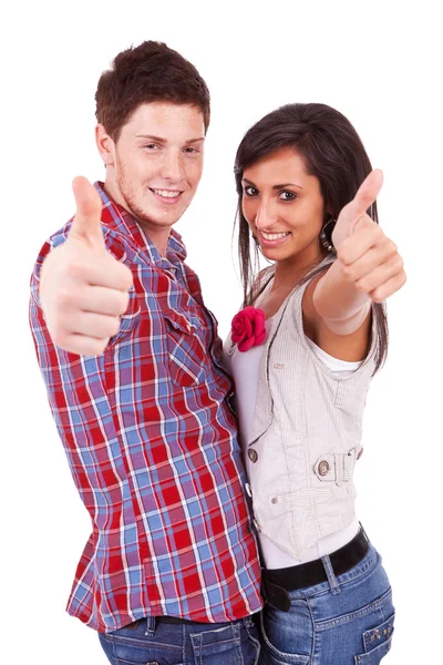 Couple showing thumbs up sign — Stock Photo, Image