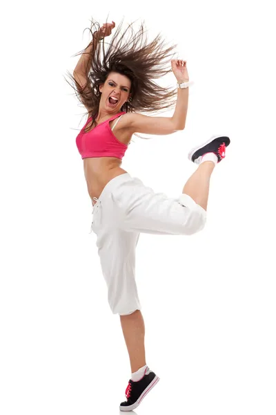 Mulher breakdancer gritando — Fotografia de Stock