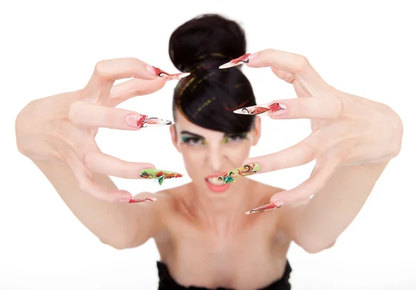 Sexy model met glamour make-up en manicure — Stockfoto