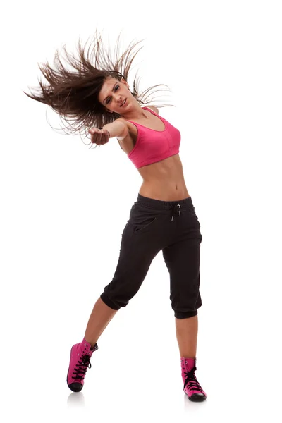 Mulher dançarina com um braço esticado para a frente — Fotografia de Stock