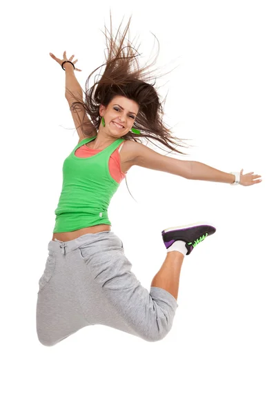 Счастливый молодой танцор прыгает — стоковое фото