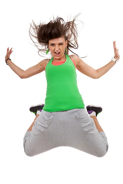 Hip-hop style woman dancer in air — Stock Photo, Image