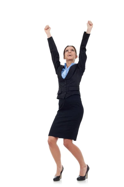 Donna d'affari tifo con le braccia alzate — Foto Stock