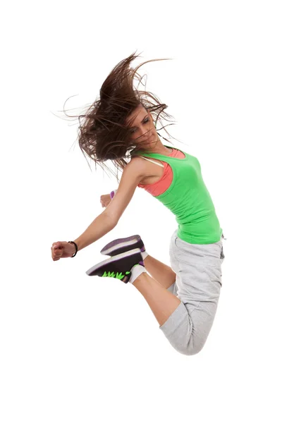 Fiatal nő táncos ugrás — Stock Fotó