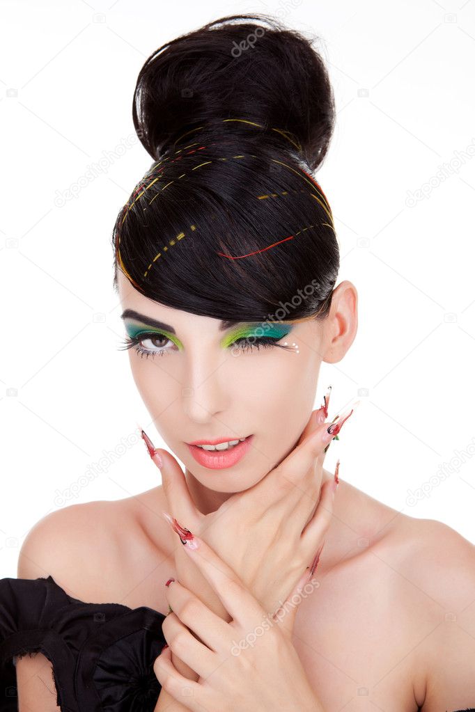 Appealing young woman model winking at the camera