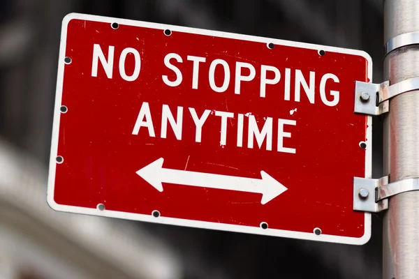 stock image No stopping anytime road sign