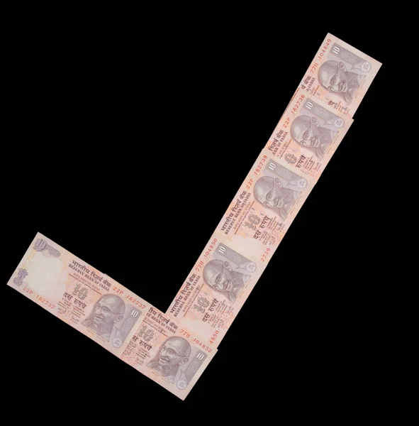 Marca de verificación usando moneda india — Foto de Stock