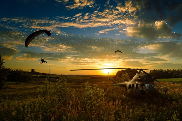 Helikopter-szerencsétlenség színhelyét — Stock Fotó