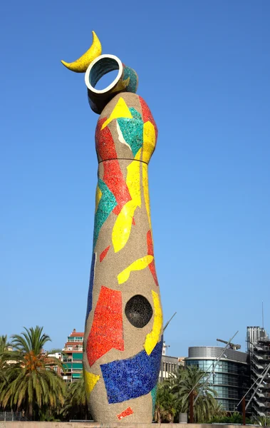 stock image Woman and bird sculpture by J. Miro