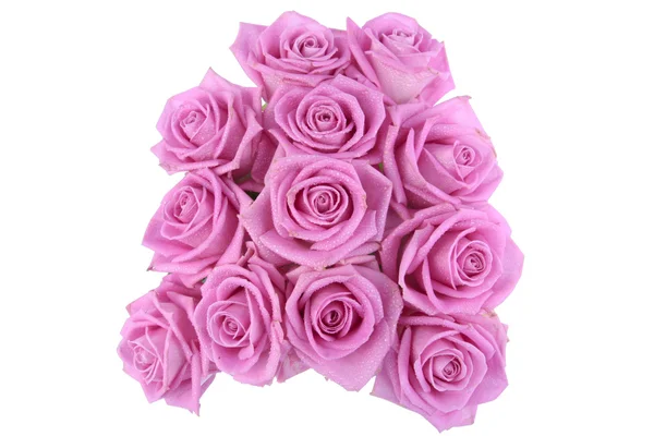 Ανθοδέσμη με ροζ τριαντάφυλλα πάνω από το λευκό φόντο — Φωτογραφία Αρχείου