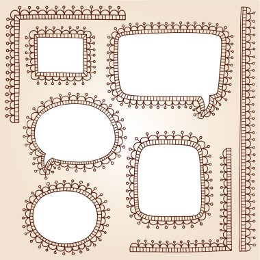 Henna Doodle Vintage Speech Bubbles Frames Vector Set clipart