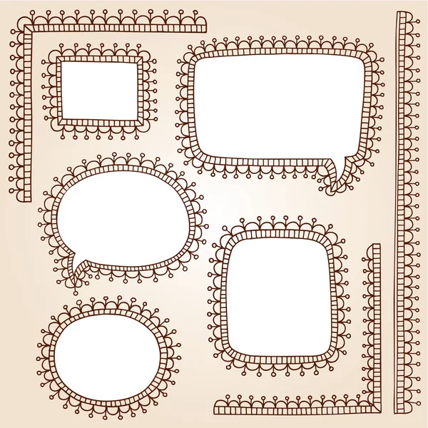 Векторный набор речевых пузырей Henna Doodle — стоковый вектор