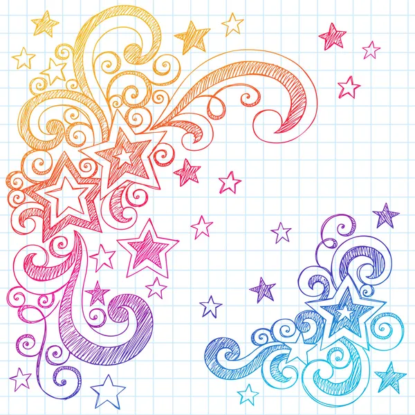 Stars Sketchy Doodles Back to School Vector Illustration — Stock Vector