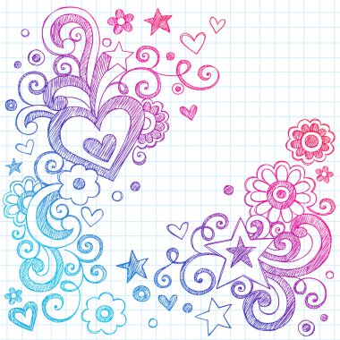 Heart Love Sketchy Doodle Swirls Valentines Day Vector Design clipart