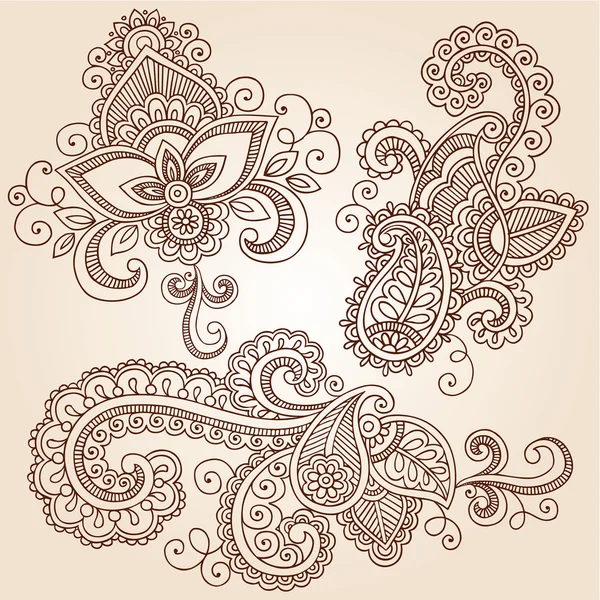 Henna Mehndi Tattoo Doodles Elementos de diseño vectorial — Archivo Imágenes Vectoriales