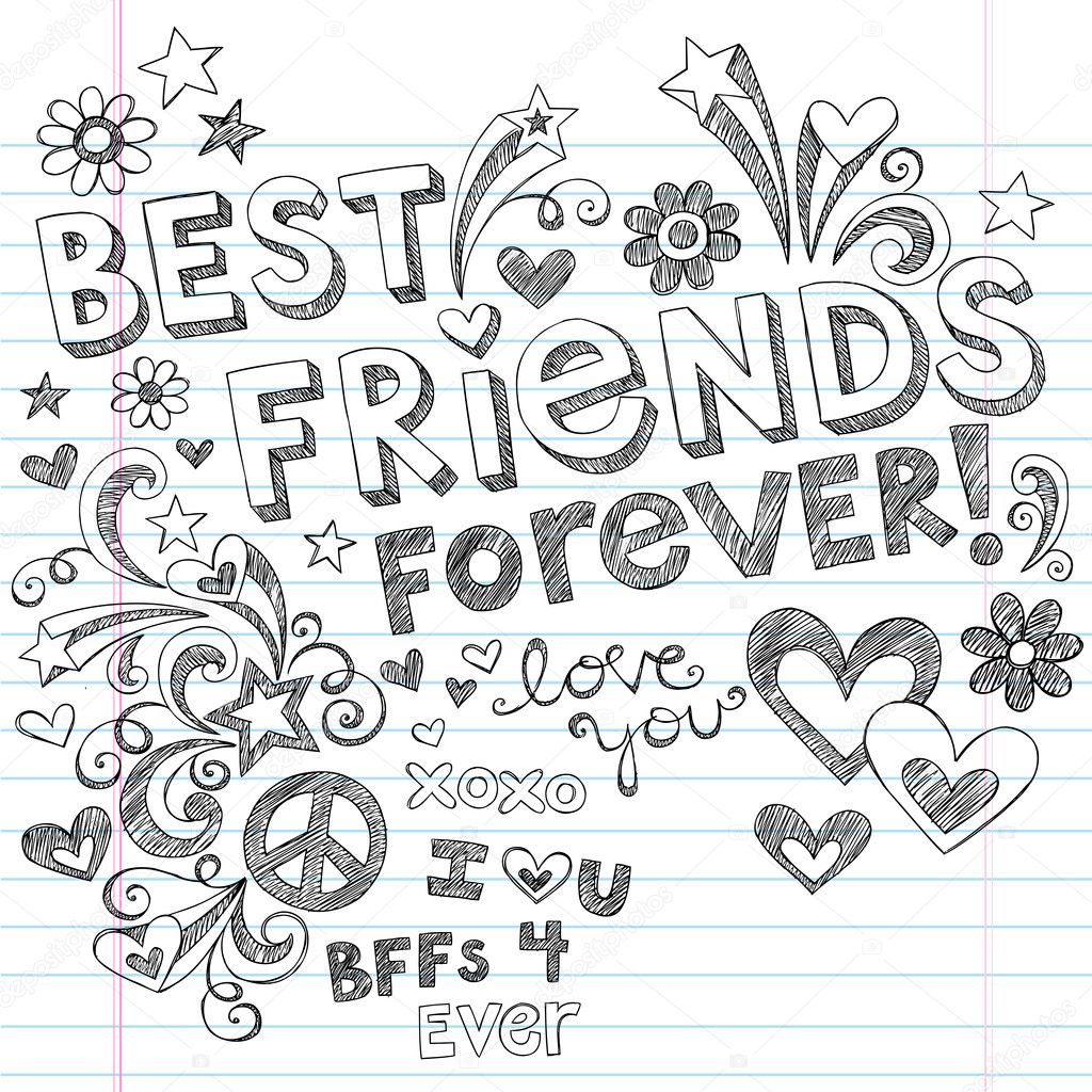 Vetor de Best friends. Coloring page. Vector illustration. do