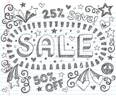 Sale Discount Savings Sketchy Shopping Doodle Vector clipart