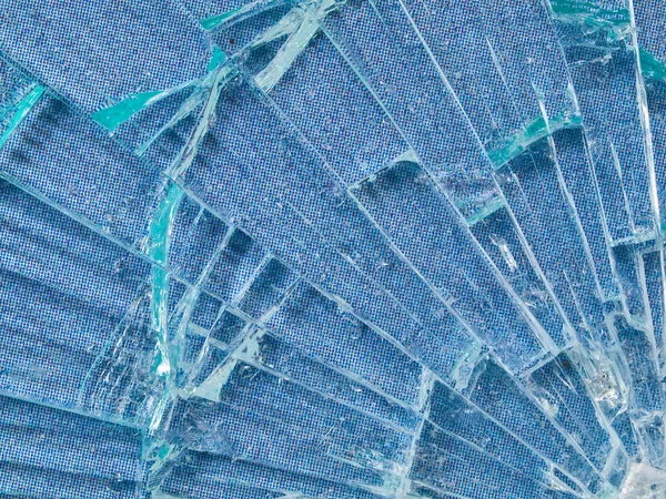 Kırık cam makro gökyüzü mavi desenli arka planı — Stok fotoğraf
